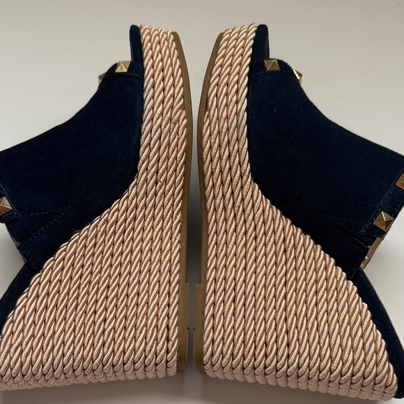 Marc Fisher Navy Blue Studded Wedge Sandals - Picture 2 of 4